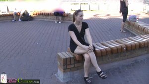 18 year old cutie Stella May gets undressed before riding on top POV style